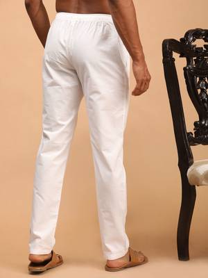 White Cotton Plain Pajama 3
