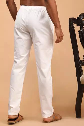 White Cotton Plain Pajama