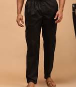 Men   s Black Cotton Drawstring Pajama Pants