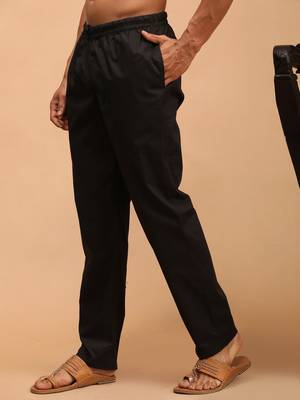 Men   s Black Cotton Drawstring Pajama Pants 2