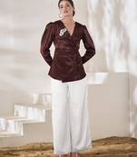 Elegant chocolate puff sleeve top