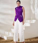 Violet sleeveless mandarin collar top