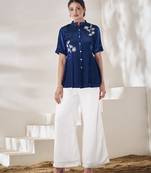 Stylish royal blue short sleeve top