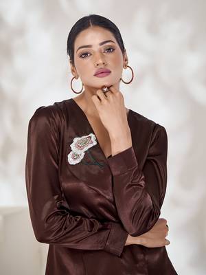 Elegant chocolate puff sleeve top 5