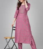 Wine colour ethnic festive wear kurta bottom set for girlish looks