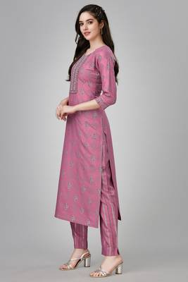 Wine colour ethnic festive wear kurta bottom set for girlish looks 5