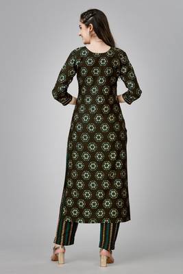 Coffee colour ethnic festive wear kurta bottom set for girlish looks 2
