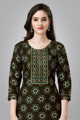 Coffee colour ethnic festive wear kurta bottom set for girlish looks 3