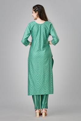 Pista colour ethnic festive wear kurta bottom set for girlish looks 2