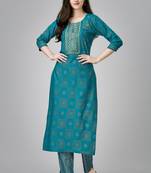 Rama colour ethnic festive wear kurta bottom set for girlish looks