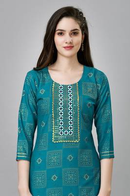 Rama colour ethnic festive wear kurta bottom set for girlish looks 3