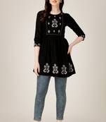Smart casual rayon fabric black colour sequins work formal wear short kurti