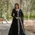 Black colour georgette elegant partywear gown with dupatta