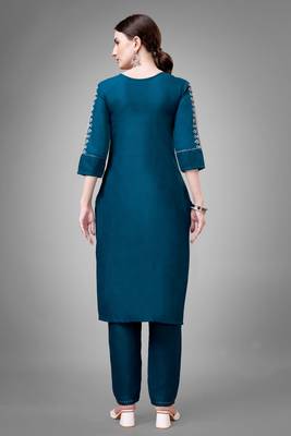Morpich colour beautiful designer embroidery work readymade kurta bottom set 2
