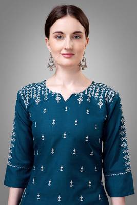 Morpich colour beautiful designer embroidery work readymade kurta bottom set 3