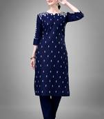 Nevy blue colour beautiful designer embroidery work readymade kurta bottom set