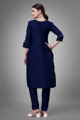 Nevy blue colour beautiful designer embroidery work readymade kurta bottom set 2
