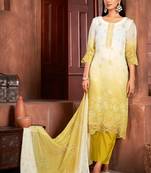 Beautiful mustard colour organza fabric girlish readymade suit