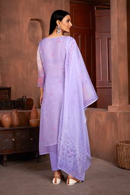 Beautiful lavender colour organza fabric girlish readymade suit 2