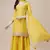 Glam and glamorous yellow colour chinon fabric girlish trendy sharara dress for weddings