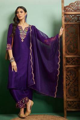 Purple colour ethnic readymade trendy stylish salwar kameez for party looks 1
