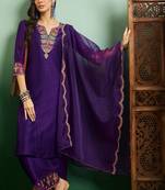 Purple colour ethnic readymade trendy stylish salwar kameez for party looks