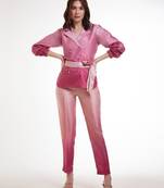 Pink gradient belted jacket set