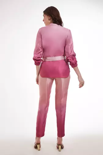 Pink gradient belted jacket set