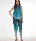 Blue gradient sleeveless pants set