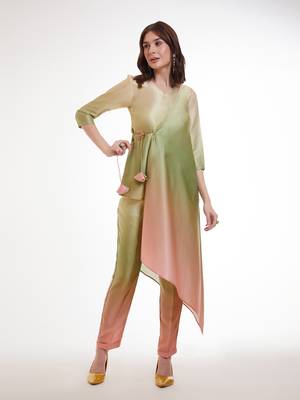 Pastel ombre asymmetrical kurta set 1