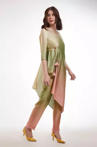 Pastel ombre asymmetrical kurta set