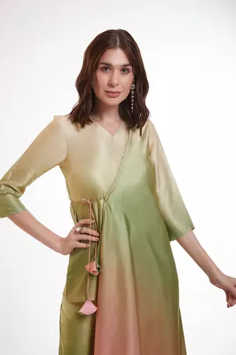 Pastel ombre asymmetrical kurta set