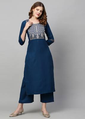 Smart trendy blue colour rayon fabric smart printed readymade dress for festive looks 4