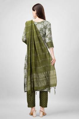 Mahendi colour ethnic rayon fabric beautifully printed ethnic casual suit 2