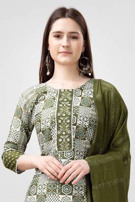 Mahendi colour ethnic rayon fabric beautifully printed ethnic casual suit 3