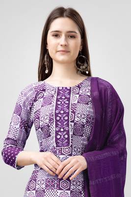 Purple colour ethnic rayon fabric beautifully printed ethnic casual suit 3