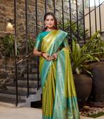 Koram Green Tissue Silk Fancy Wear Saree With Blouse For Women Product Description