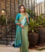 Koram Light Green Tissue Silk Fancy Wear Saree With Blouse For Women Product Description