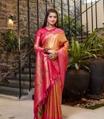 Koram Pink Tissue Silk Fancy Wear Saree With Blouse For Women Product Description