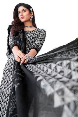 Unstitched crepe salwar suit material printed 2