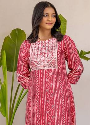 Women's rayon thread work  straight kurti with leggings set 2