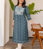Women's rayon thread work  straight kurti with leggings set