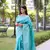 Sky Blue Banglori Silk Blend Woven Saree Festive Wear