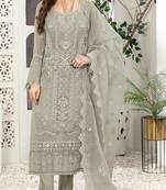 Light mehendi embroidered faux georgette semi stitched salwar suit