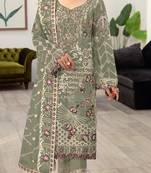 Mehendi embroidered faux georgette semi stitched salwar suit