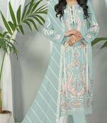 Sky blue embroidered faux georgette semi stitched salwar suit