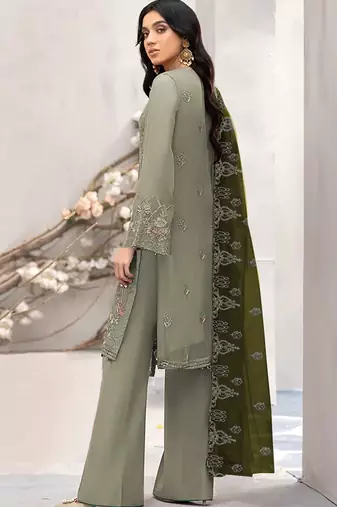 Mehendi embroidered faux georgette salwar suit