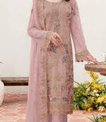 Light purple embroidered faux georgette semi stitched salwar suit