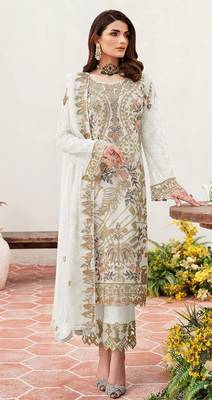 Anaita White Multicolor Thread Embroidered Pakistani Salwar Suit for Women 1