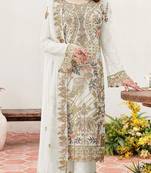 Anaita White Multicolor Thread Embroidered Pakistani Salwar Suit for Women